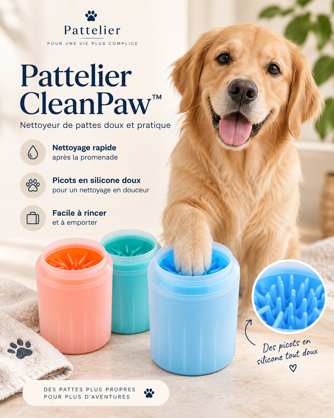 Pattelier CleanPaw™ – Nettoyeur de pattes pour chien