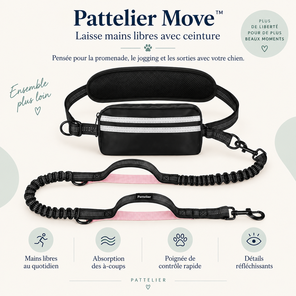 Pattelier Move™ – Laisse mains libres pour chien