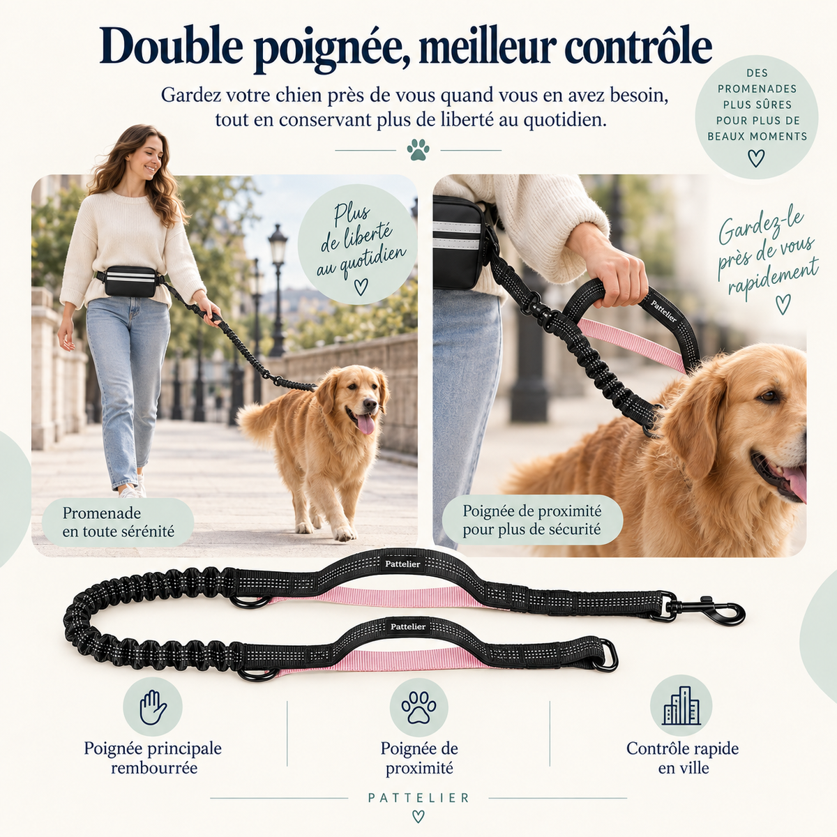 Pattelier Move™ – Laisse mains libres pour chien